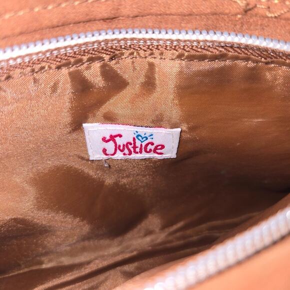 "Justice" Girls Brown Suede Fringe Crossbody Purse with Silver Pattern - NWOT - Picture 6 of 8